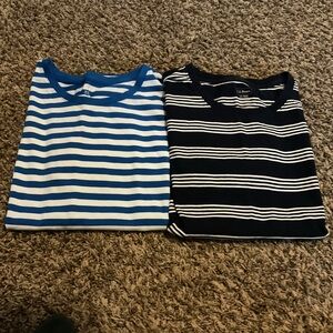 L.L. Bean Navy and White Striped Shirt 2X Lands End Blue/White striped Shirt 2X